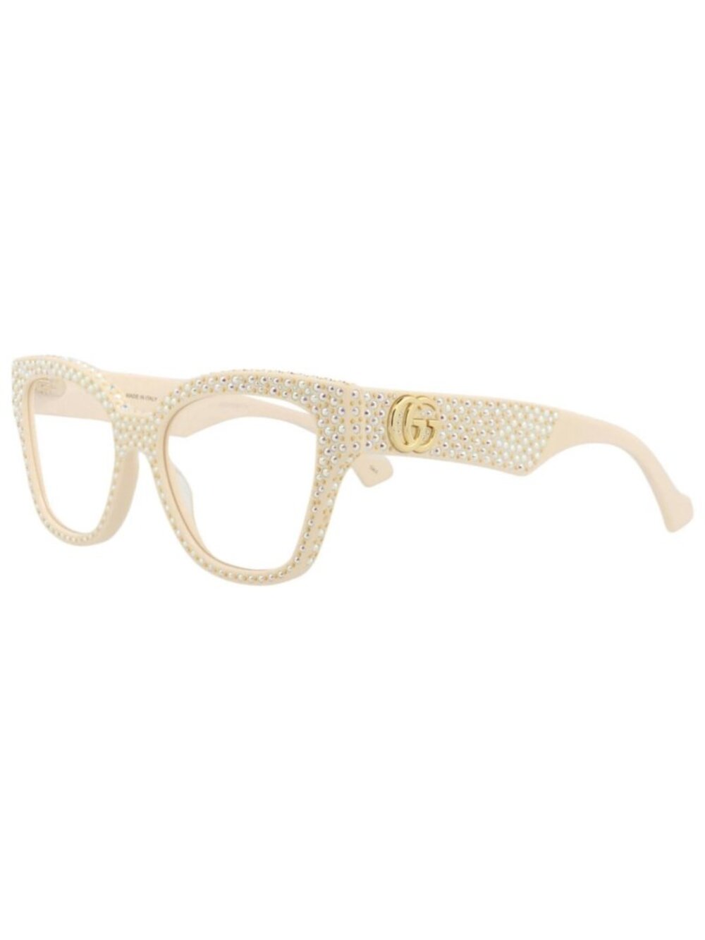 New Gucci Women's Sunglasses Cat Eye Recycled Acetate Frame Ivory Ivory